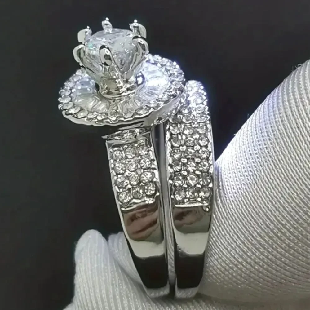 Luxury diamond Wedding ring set sz 10